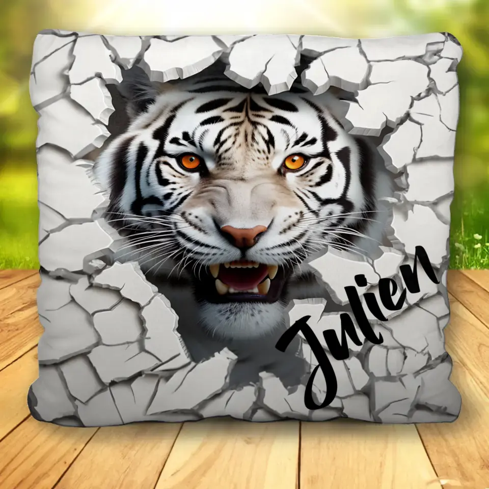 Personalisiertes Kissen - "Weißer Tiger"