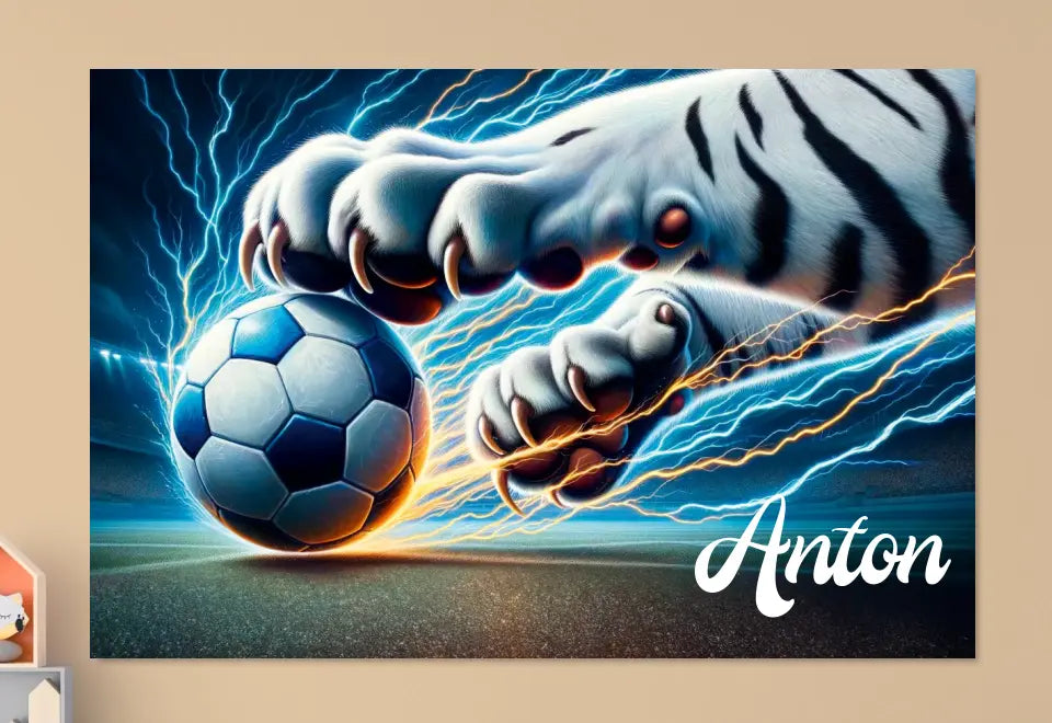 Personalisierte Leinwand "Spiele Fußball wie ein Tiger"