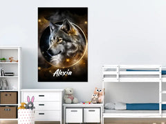 Personalisierte Leinwand "Wolf Portrait - Name"