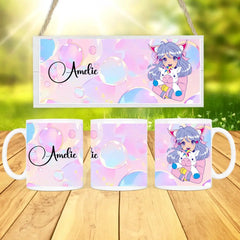 Personalisierte Tasse - "Anime Girl mit Einhorn"