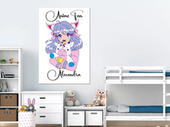 Anime Mädchen mit Einhorn - Leinwand personalisierbar