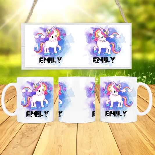 Personalisierte Tasse - "Süßes Einhorn und dein Name"