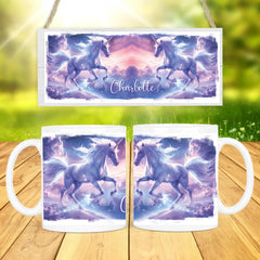 Personalisierte Tasse - "Einhorn lila Wolken"