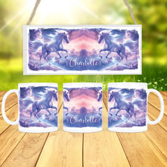 Personalisierte Tasse - "Einhorn lila Wolken"
