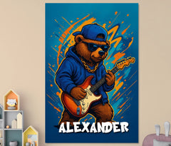 Personalisierte Leinwand "Bär Gitarre"
