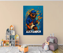 Personalisierte Leinwand "Bär Gitarre"