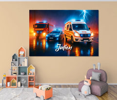 Personalisierte Leinwand "Rettungsfahrzeuge"