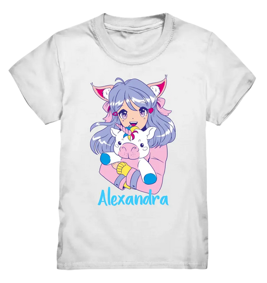 Anime mit Einhorn und deinem Namen - Kids Premium Shirt