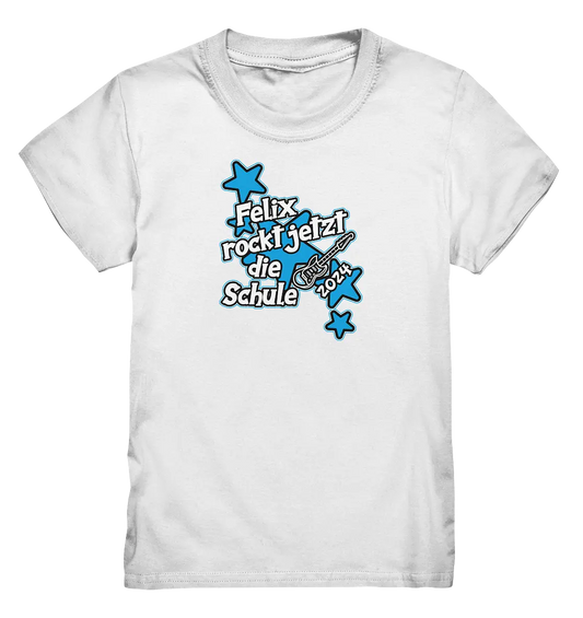 Name rockt jetzt die Schule "blue Stars" personalisiert - Kids Premium Shirt