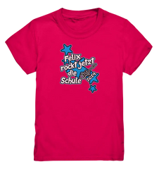 Name rockt jetzt die Schule "blue Stars" personalisiert - Kids Premium Shirt