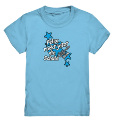 Name rockt jetzt die Schule "blue Stars" personalisiert - Kids Premium Shirt