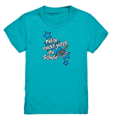 Name rockt jetzt die Schule "blue Stars" personalisiert - Kids Premium Shirt