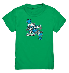 Name rockt jetzt die Schule "blue Stars" personalisiert - Kids Premium Shirt