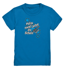 Name rockt jetzt die Schule "blue Stars" personalisiert - Kids Premium Shirt