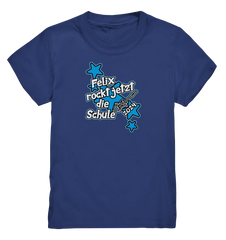 Name rockt jetzt die Schule "blue Stars" personalisiert - Kids Premium Shirt