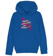 Name rockt jetzt die Schule "pink Stars" personalisiert - Kids Organic Hoodie