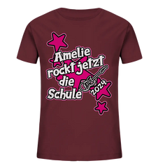 Name rockt jetzt die Schule "pink Stars" personalisiert - Kids Organic Shirt