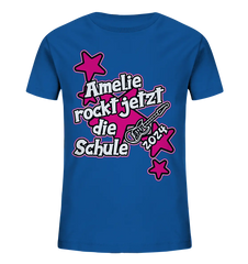 Name rockt jetzt die Schule "pink Stars" personalisiert - Kids Organic Shirt