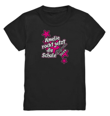 Name rockt jetzt die Schule "pink Stars" personalisiert - Kids Premium Shirt