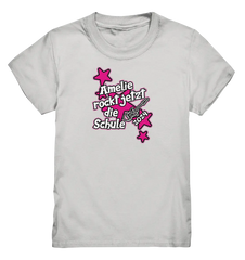 Name rockt jetzt die Schule "pink Stars" personalisiert - Kids Premium Shirt