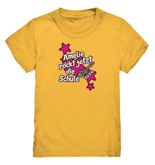 Name rockt jetzt die Schule "pink Stars" personalisiert - Kids Premium Shirt