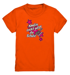 Name rockt jetzt die Schule "pink Stars" personalisiert - Kids Premium Shirt