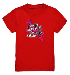 Name rockt jetzt die Schule "pink Stars" personalisiert - Kids Premium Shirt