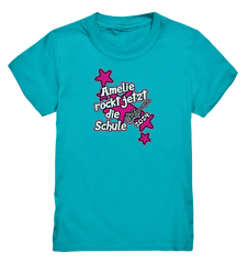 Name rockt jetzt die Schule "pink Stars" personalisiert - Kids Premium Shirt