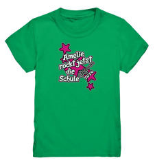 Name rockt jetzt die Schule "pink Stars" personalisiert - Kids Premium Shirt