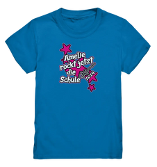 Name rockt jetzt die Schule "pink Stars" personalisiert - Kids Premium Shirt