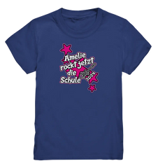 Name rockt jetzt die Schule "pink Stars" personalisiert - Kids Premium Shirt