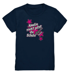 Name rockt jetzt die Schule "pink Stars" personalisiert - Kids Premium Shirt