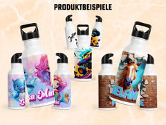 Personalisierte Trinkflasche 500ml "Bunte Blasen"