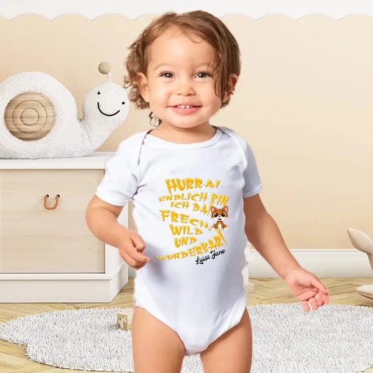 Personalisierter Babybody kurzärmlig "Süße Baby-Tiere"