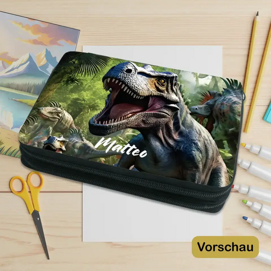 Personalisiertes Federmäppchen "Dinosaurier"