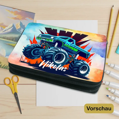 Personalisiertes Federmäppchen "Monstertruck"