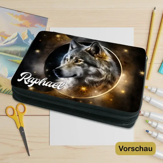 Personalisiertes Federmäppchen "Wolf Portrait"