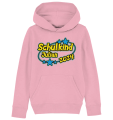 Schulkind Name "Stars blue" - Kids Organic Hoodie