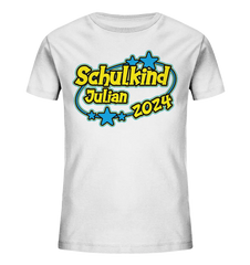 Schulkind Name "Stars blue" - Kids Organic Shirt