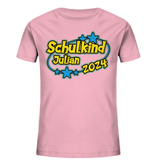 Schulkind Name "Stars blue" - Kids Organic Shirt