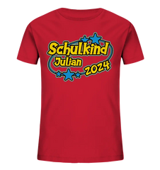 Schulkind Name "Stars blue" - Kids Organic Shirt