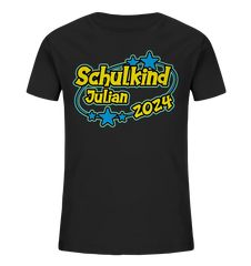 Schulkind Name "Stars blue" - Kids Organic Shirt