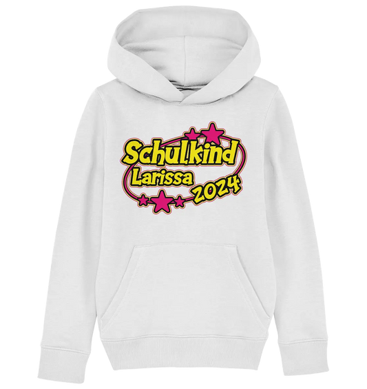 Schulkind Name "Stars pink" - Kids Organic Hoodie