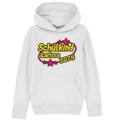 Schulkind Name "Stars pink" - Kids Organic Hoodie