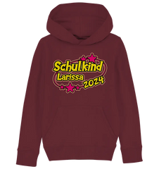 Schulkind Name "Stars pink" - Kids Organic Hoodie