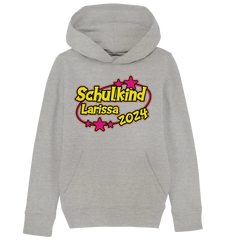 Schulkind Name "Stars pink" - Kids Organic Hoodie