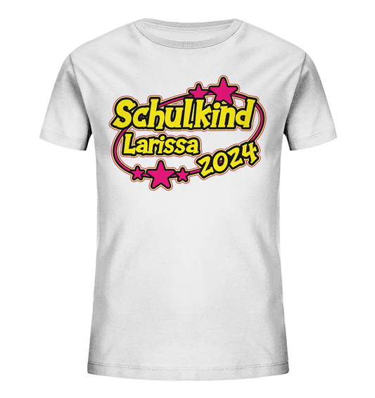 Schulkind Name "Stars pink" - Kids Organic Shirt