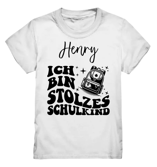 Stolzes Schulkind mit Name - Kids Premium Shirt